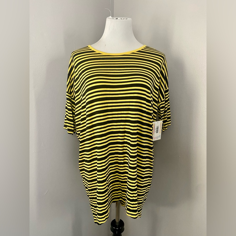 LuLaRoe Irma Tunic Style Top NWT Yellow and Black Stripes
